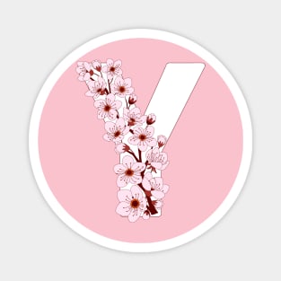 Colorful capital letter Y patterned with sakura twig Magnet